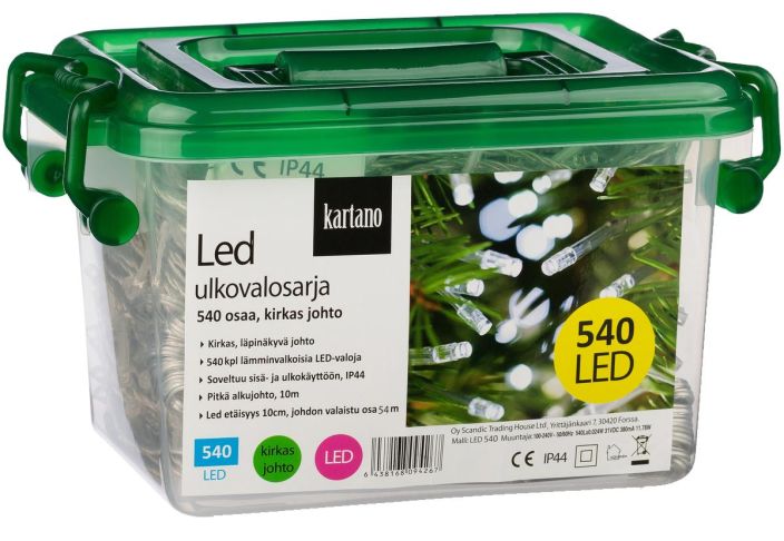 Led ulkovalosarja 900-os Kartano kirkas johto 900kpl lamminvalkoista ledia, ledivali 10cm. Muuntaja IP44, sisa ja Led ulkovalosarja 900-os Kartano kirkas johto 900kpl lamminvalkoista ledia, ledivali 10cm. Muuntaja IP44, sisa ja