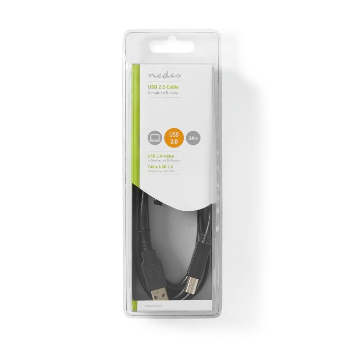 Nedis USB 2.0 -Kaapeli A, Uros - B, Uros 3M Tata kaapelia kaytetaan yleisimmin liitettaessa tulostin, skanneri tai