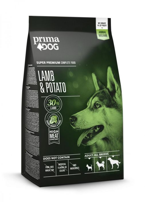 PrimaDog Lammas-peruna kaikille aik, koirille 2kg PrimaDog Lammas & Peruna on erittain korkealuokkainen taysravinto kaikille