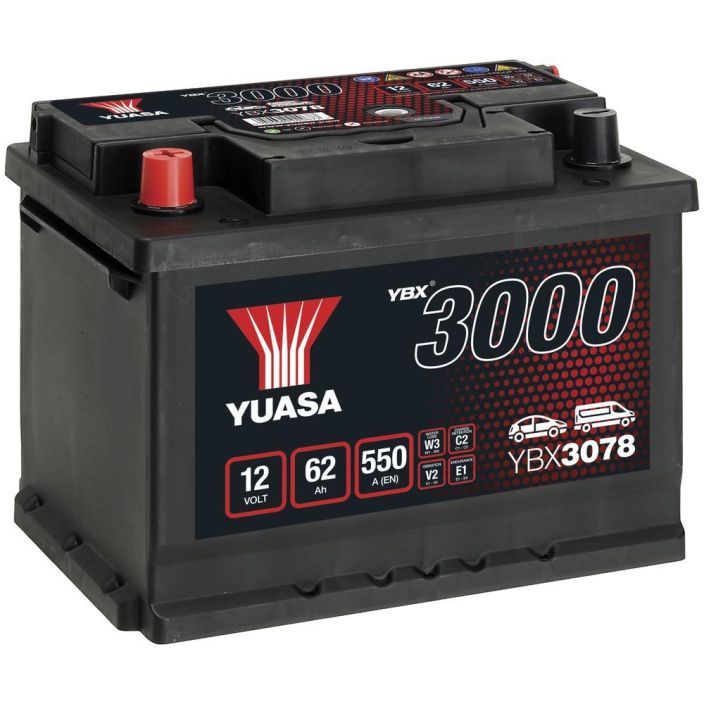 AKKU YUASA 62AH +- 243X175X190 YBX3078