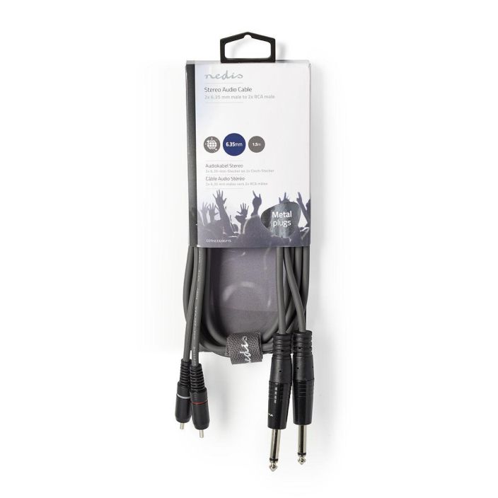 Nedis Stereoaudiokaapeli  2 x Uros, 6,35 mm – 2 x RCA, Uros  1,5M Kytke soittimia, mikrofoneja, vahvistimia ja DJ-laitteita