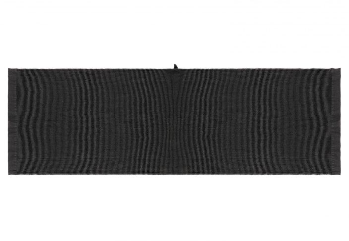 Rento Kenno Laudeliina musta/harmaa 60x160 cm Lokoisa laudeliina chambray kanttauksilla. Kierratysmateriaali.