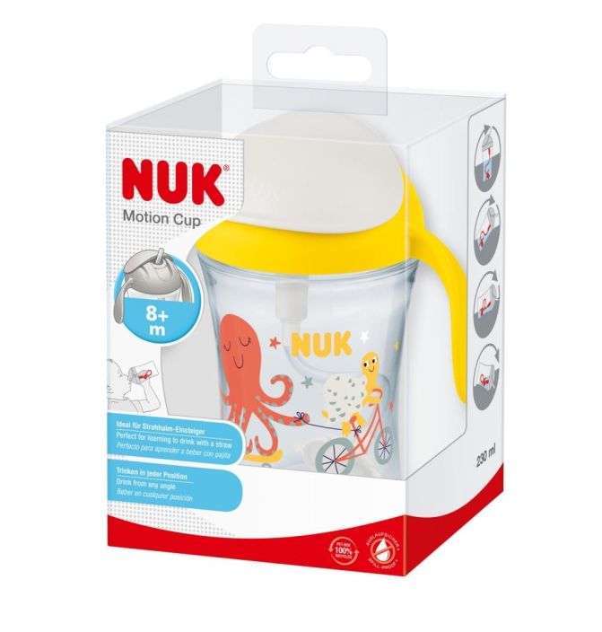 NUK motion cup 230ml 8kk+ / lajitelma Innovatiivisen rakenteen ansiosta Motion Cupista juominen onnistuu aina - mukin