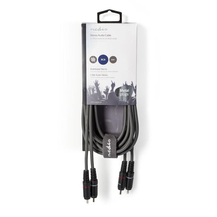 Nedis Stereoaudiokaapeli  2 x RCA, Uros – 2 x RCA, Uros 3M Kytke mikrofoneja, vahvistimia ja DJ-laitteita toisiinsa talla