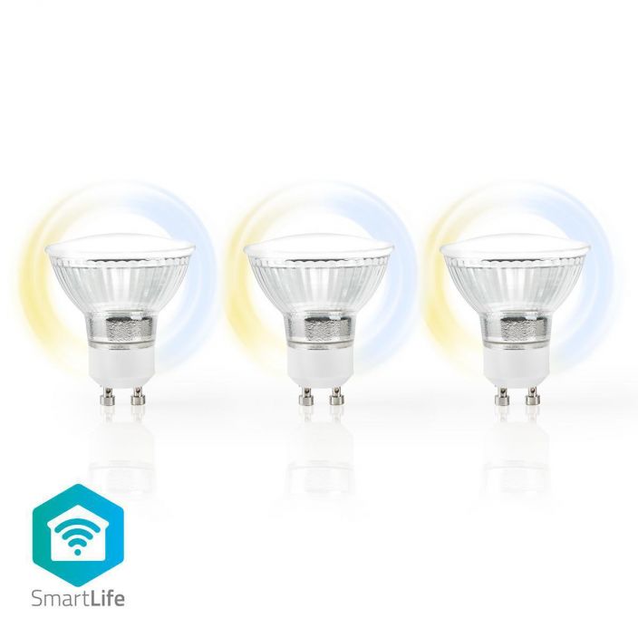 Nedis Wi-Fi Smart LED Bulb | Warm to Cool White | GU10 | 3-Pack