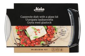 Maku kitchen life Maku Uunipata lasikannella  3 l + 1,4 l 32x20x13 cm