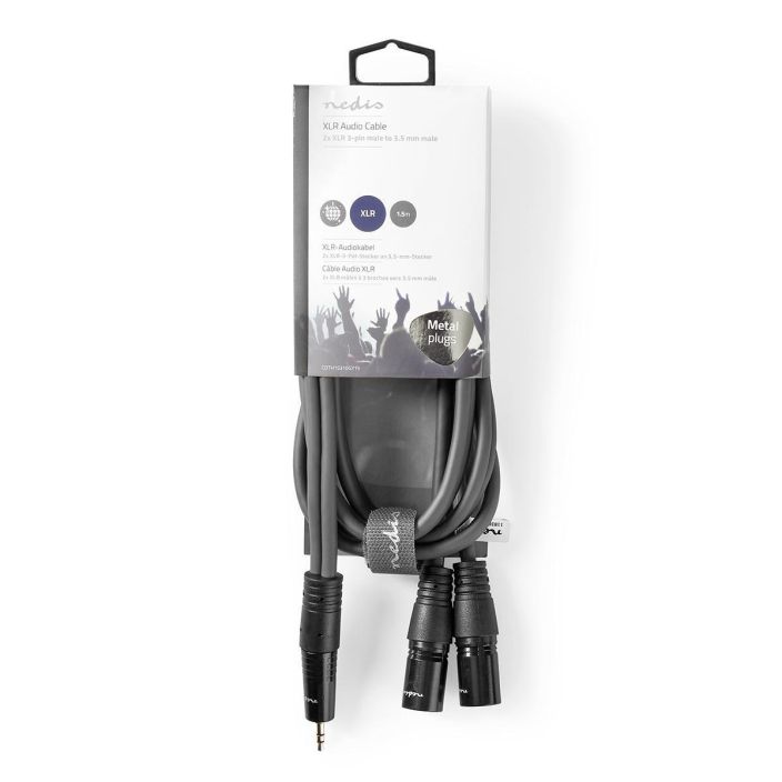 Nedis XLR-Audiokaapeli  2 xUros-Uros 3,5 mm 1,5M Kytke soittimia, mikrofoneja, vahvistimia ja DJ-laitteita toisiinsa talla