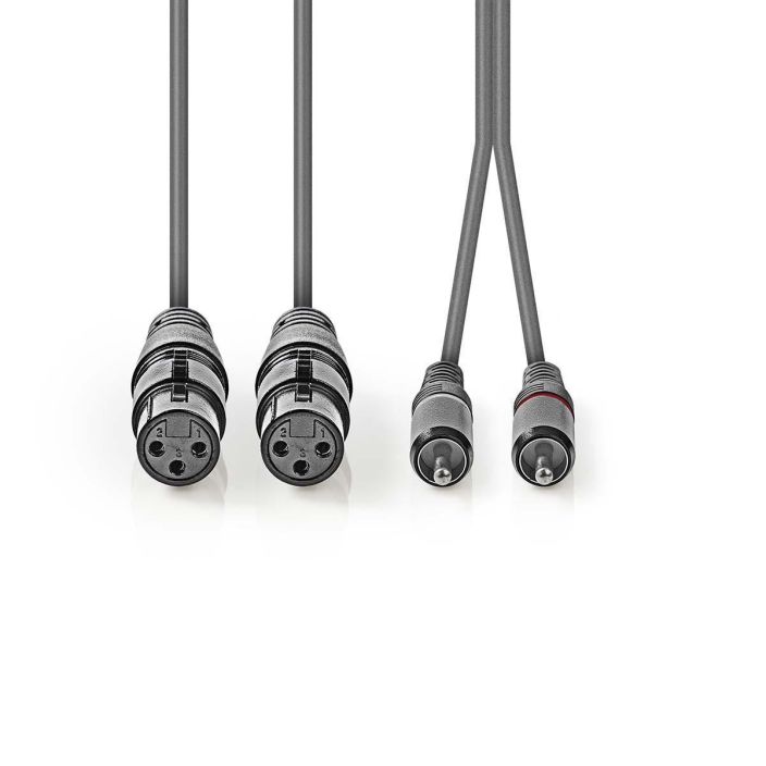 Nedis XLR-Audiokaapeli  2 xNaaras – 2 x RCA, Uros 3M tuotekuva 1