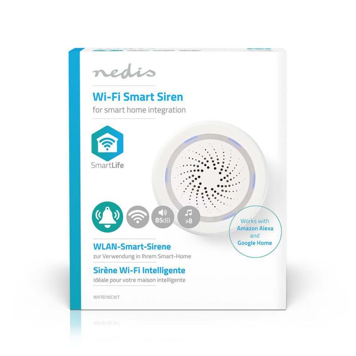 Nedis Wi-Fi Sireeni SmartLife Sireeni | Wi-Fi | Verkkovirtakayttoinen | 8 aanta | 85 dB | Android™ &amp; iOS | Valkoinen