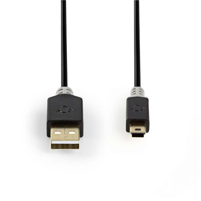 Nedis USB A Uros - Mini 5-Pin Uros kaapeli 2M Kaapeli, jolla voi liittaa digikameran tai kannettavan audiolaitteen