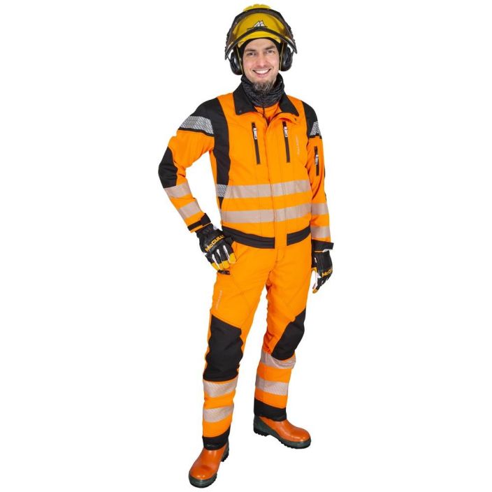 TAKKI METSATYO FL.ORANS/MUSTA LK2 EN20471 - 93% polyesteri, 7% spandex, 225 g/m² - joustava ja hengittava materiaali -