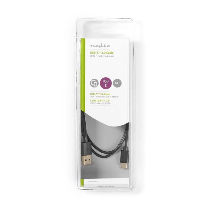 Nedis USB 2.0 -Kaapeli | Type-C, Uros - A, Uros | 1,0 m | Musta CCGB60600BK10