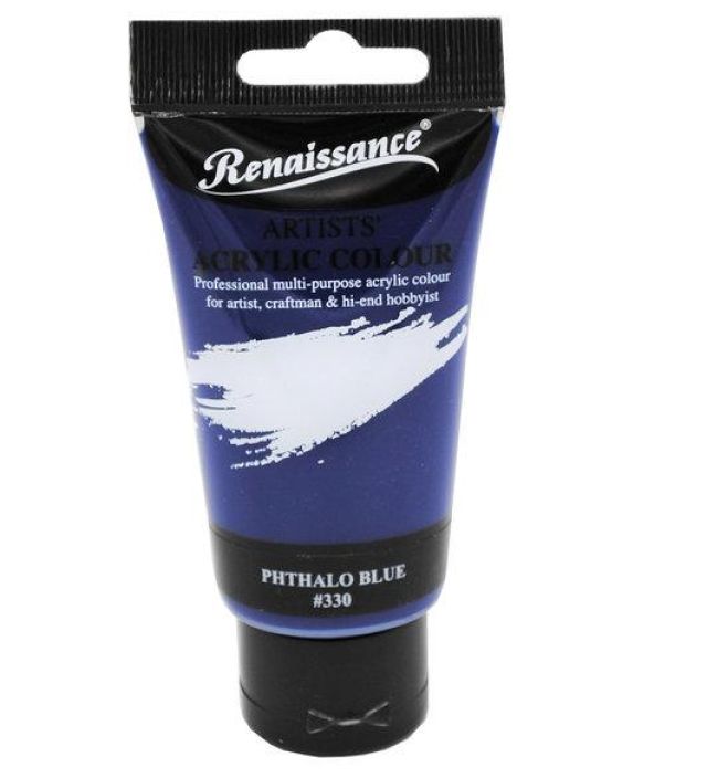 Renaissance akryylimaali 75ml, Phthalo Blue Laadukas akryylimaali vaativampaankin kayttoon.