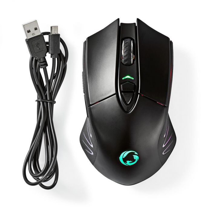 Nedis Gaming Mouse Wired / Wireless | RGB Illuminated | 500-10000 DPI | 7 buttons