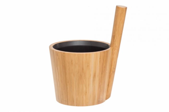 Rento Saunakiulu bambu duo musta Korkeus 35 cm, halkaisija 23 cm, 5L. Mustalla sisaastialla.