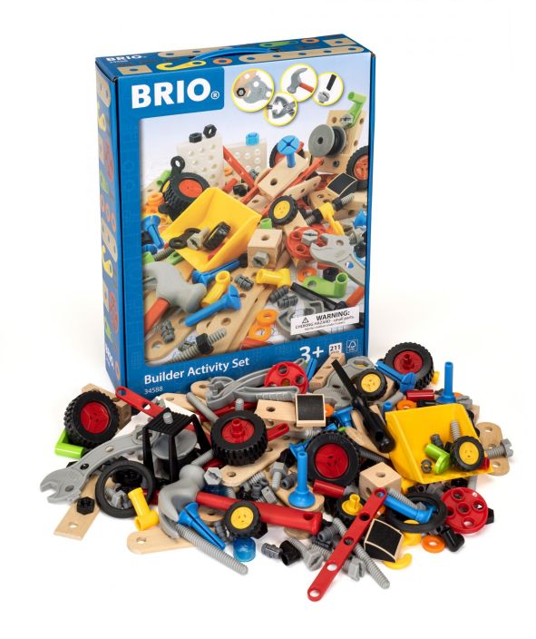 Brio Builder puuhasetti Suunnittele ja rakenna aivan itse! Toteuta ideasi iloisen varikkaan rakennussetin parissa. Pakkaus