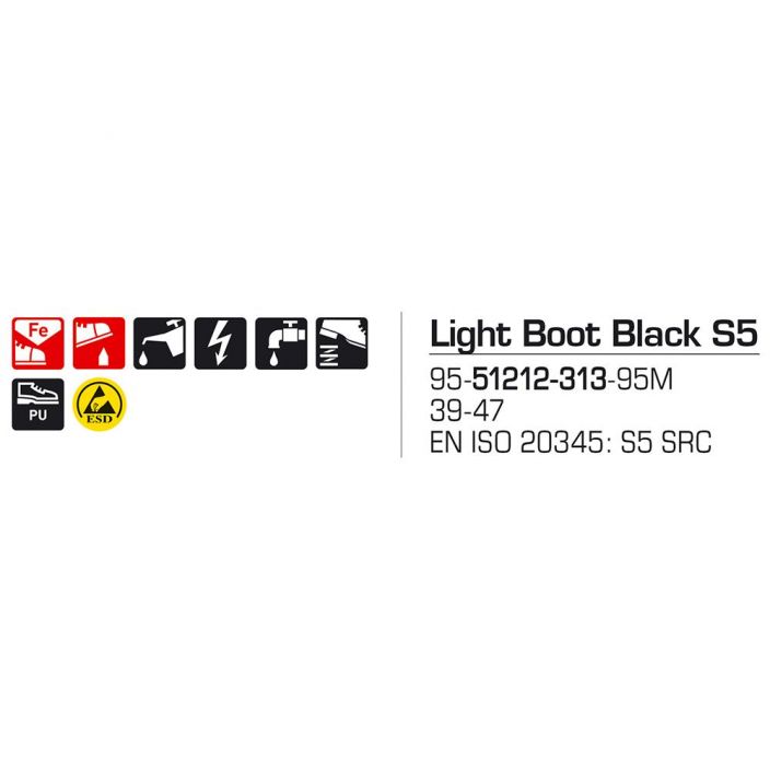 Sievi kevytsaapas LIGHT BOOT BLACK S5 kumisaappaat