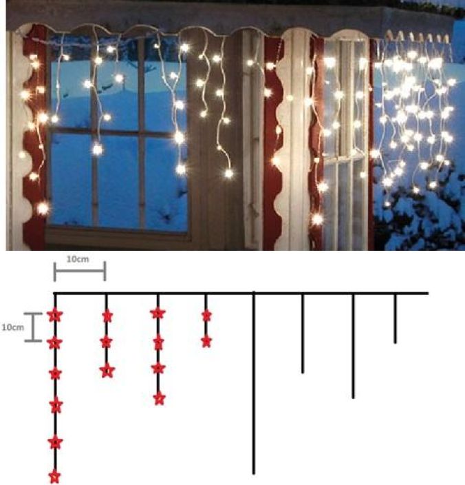 Led raystasvalosarja 180-led 180 lamminvalkoista ledia, ledivali 10cm. Leveys 4,8m. Muuntaja IP44, sisa ja ulkokayttoon.