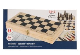 3-in-1 pelisetti: shakki, tammi ja backgammon