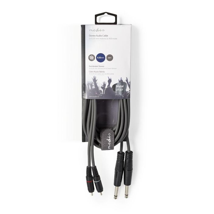 Nedis Stereoaudiokaapeli  2 x Uros, 6,35 mm – 2 x RCA, Uros  3M Kytke soittimia, mikrofoneja, vahvistimia ja DJ-laitteita