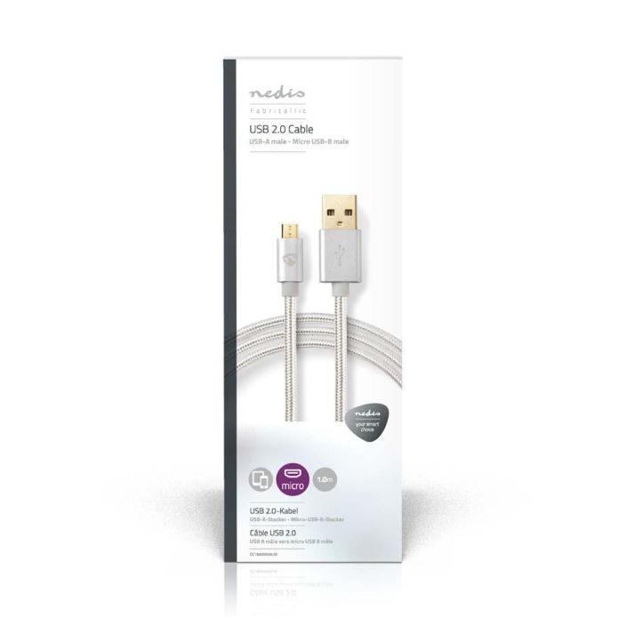 Nedis Micro USB-B-Kaapeli 1M Talla huippuluokan kullatulla Nedis® USB 2.0 -synkronointi- ja latauskaapelilla