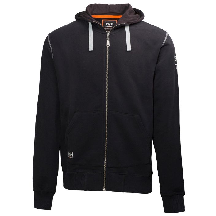 Helly Hansen Work Wear Oxford Huppari Vetoketjulla musta Laadukas puuvillahuppari, jossa tayspitka vetoketju tekee kaytosta