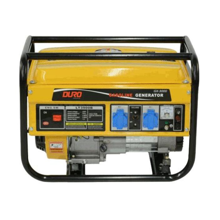 AGGREGAATTI 3,0KW DURO BENSA 230V. 2-schoko pistoketta. Moottori 7,hp, AVR-jannitteensaadin, 100% kuparikaami. Tankki 15L.