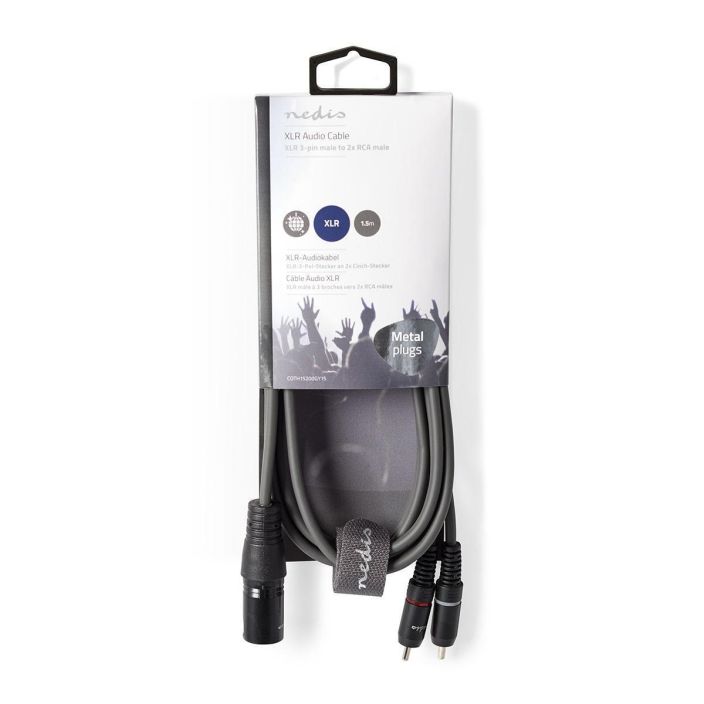 Nedis XLR-Audiokaapeli Uros – 2 x RCA, Uros 1,5M Kytke soittimia, mikrofoneja, vahvistimia ja DJ-laitteita toisiinsa talla
