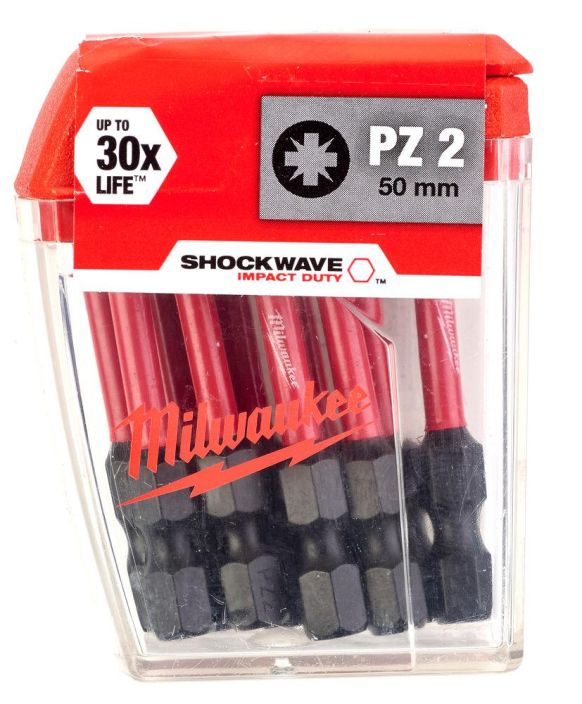 Shockwave Impact Duty Bits PZ2 X 50 Mm - Set Van 10, Voor Impact Schroefmachines