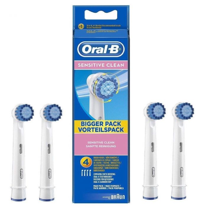 Oral-B Sensi-Clean vaihtoharjaspaat 4kpl Oral-B Sensi-Clean-harjaspaan hellavaraiset harjakset ymparoivat ja puhdistavat