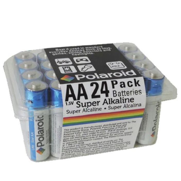 POLAROID AA 24-PACK Hienossa muovirasiassa. Polaroid Super Alkaline AA-sormiparisto 24pack.