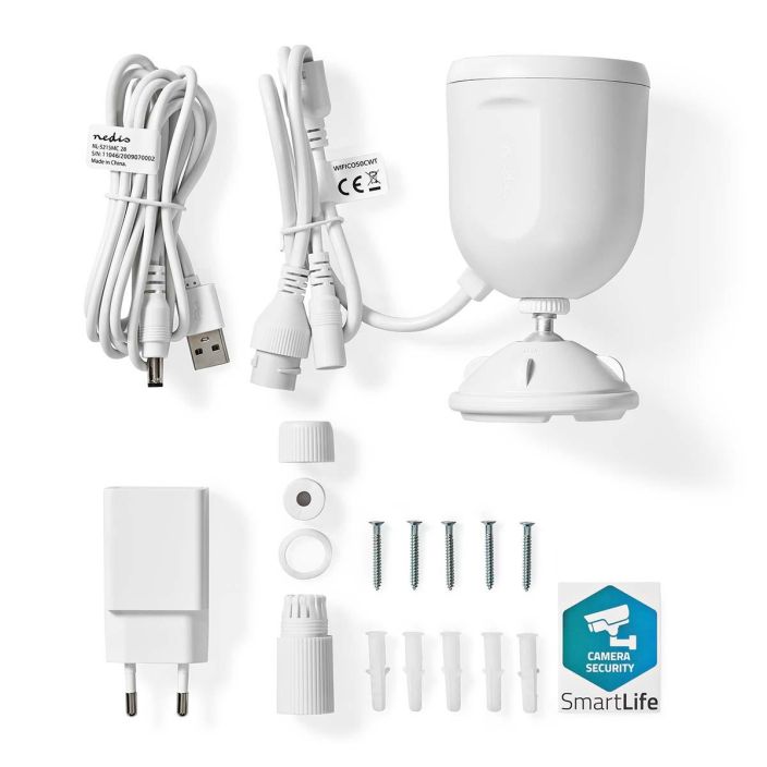 SmartLife Ulkokamera | Wi-Fi | Full HD 1080p | IP65 | Cloud / Micro SD | 5,0 V DC | Yokuvaus | Android™ &amp; iOS | Valkoinen