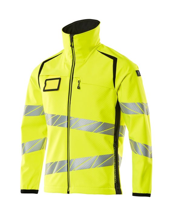 MASCOT miesten Softshell-takki ACCELERATE SAFE hi-vis keltainen/musta Hengittava, tuulenpitava ja vettahylkiva. Moderni,