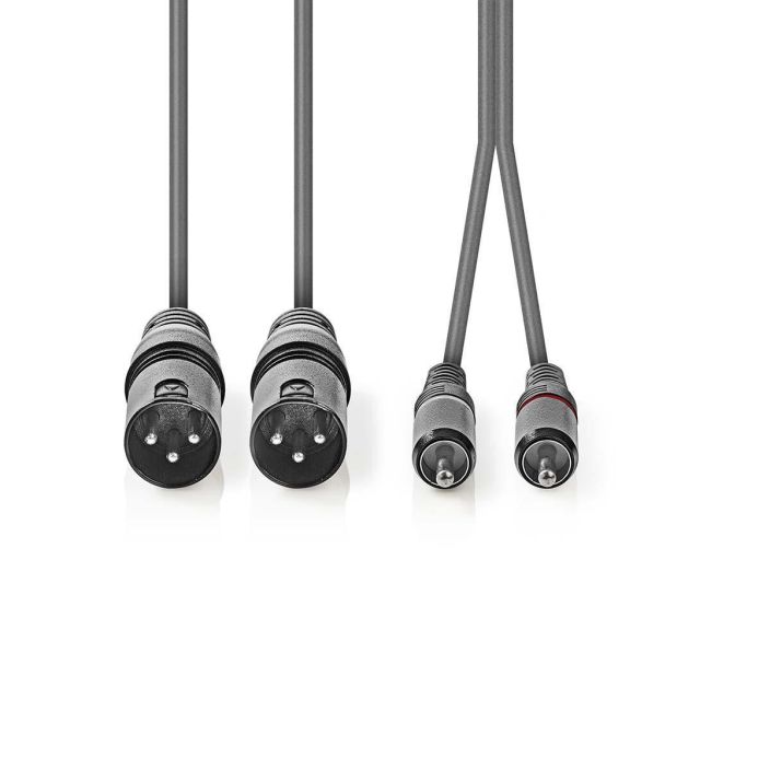 Nedis XLR-Audiokaapeli  2 xUros – 2 x RCA, Uros 1,5M tuotekuva 1