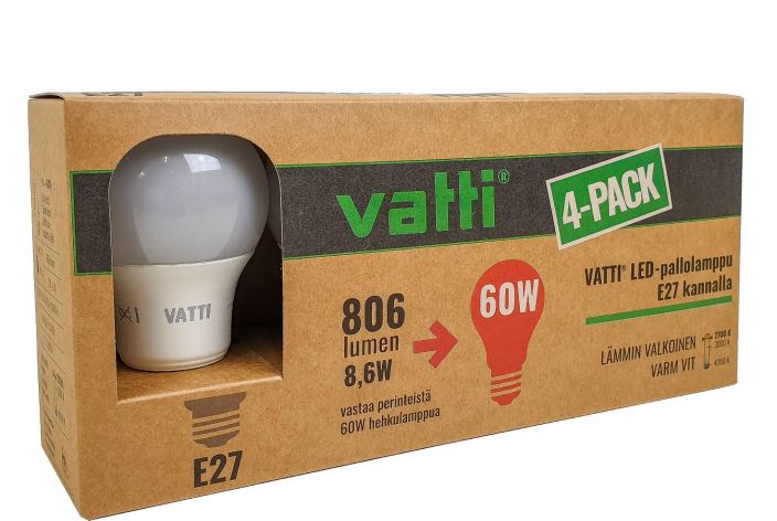 Vatti Led E27 806lumen, 4kpl