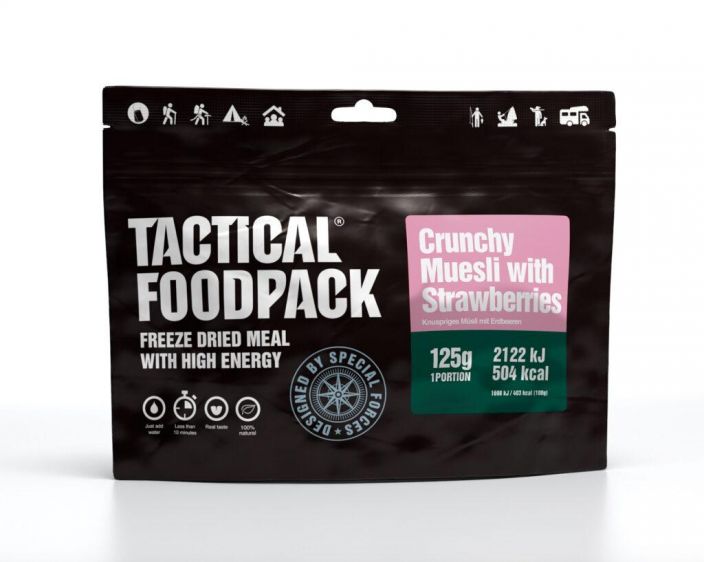 Tactical Foodpack Rapea Mysli Mansikoilla ​125g retkiateri Tama rapea ja luonnollinen mysli on saanut innoituksen tiimimme