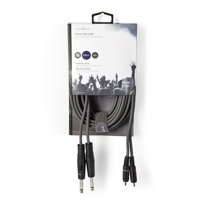 Nedis Stereoaudiokaapeli  2 x Uros, 6,35 mm – 2 x RCA, Uros  5M Kytke soittimia, mikrofoneja, vahvistimia ja DJ-laitteita