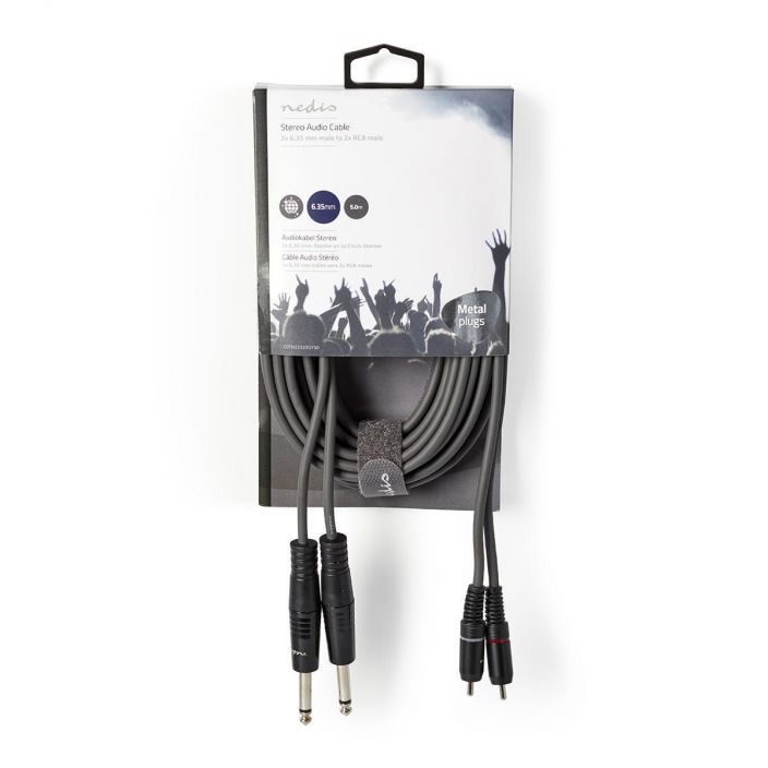 Nedis Stereoaudiokaapeli  2 x Uros, 6,35 mm – 2 x RCA, Uros  5M Kytke soittimia, mikrofoneja, vahvistimia ja DJ-laitteita