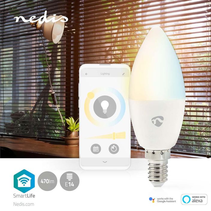 Nedis SmartLife LED Bulb | Wi-Fi | E14 | 470 lm | 4.9 W | Warm to Cool White | 2700 - 6500 K | Energialuokka: F | Android™ /