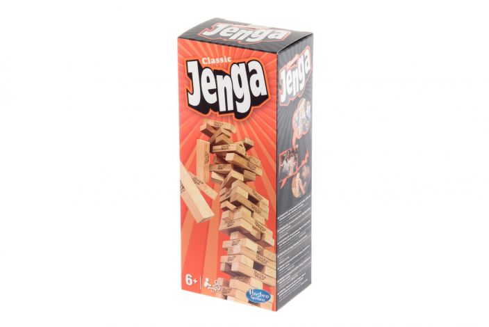 Jenga classic Rakenna Jenga-palikoista korkein torni tyontamalla, vetamalla ja pinoamalla palikoita. Pida katesi vakaana –