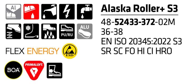 SIEVI TURVAJALKINE ALASKA ROLLER XL+ S3 tuotekuva 4 SIEVI TURVAJALKINE ALASKA ROLLER XL+ S3 tuotekuva 4