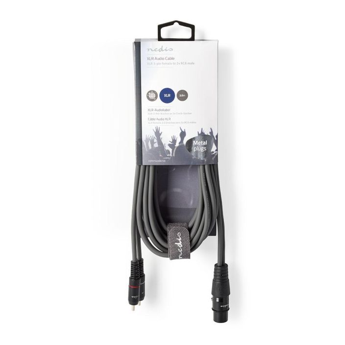 Nedis XLR-Audiokaapeli Naaras – 2 x RCA, Uros 3M Kytke soittimia, mikrofoneja, vahvistimia ja DJ-laitteita toisiinsa talla