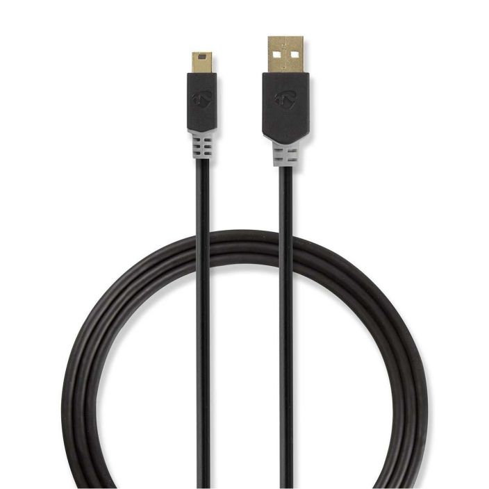 Nedis USB A Uros - Mini 5-Pin Uros kaapeli 2M Kaapeli, jolla voi liittaa digikameran tai kannettavan audiolaitteen