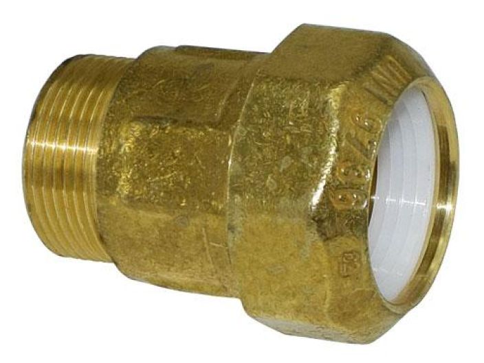 Liitin 40-1 1/4&quot; ulkokierre messinkia muovi-rauta