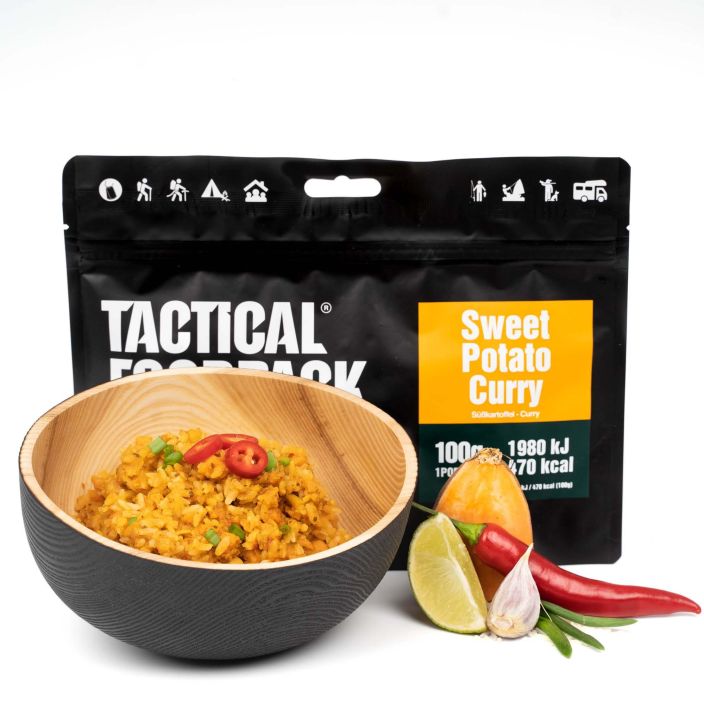 Tactical Foodpack Bataatti-kikhernecurry 100g retkiateria Makean vivahteen ja mausteiden duo, joka luo tunnelman ja