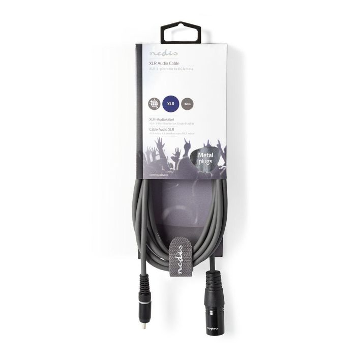 Nedis XLR-Audiokaapeli Uros – RCA, Uros 3M Kytke soittimia, mikrofoneja, vahvistimia ja DJ-laitteita toisiinsa talla