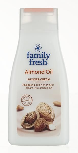 Family Fresh Almond Oil suihkusaippua 0,5L Sisaltaa kosteuttavaa ja hoitavaa mantelioljya
