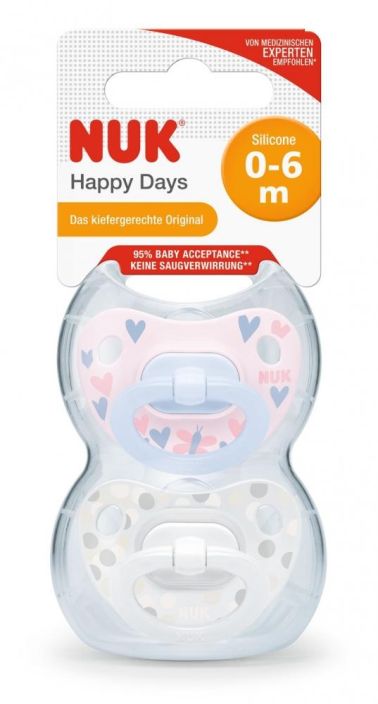 Nuk happy days silikoni huvitutit 0-6kk boxi NUK Happy Days tuteissa on ortodonttinen NUK Muotoilu, anatomisesti muotoiltu