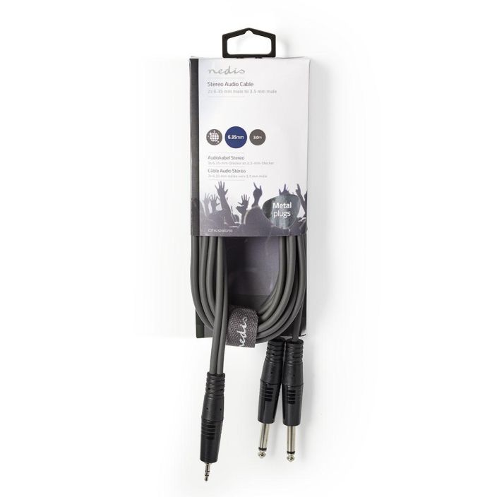 Nedis Stereoaudiokaapeli  2 x Uros, 6,35 mm-Uros, 3,5 mm 3M Kytke soittimia, mikrofoneja, vahvistimia ja DJ-laitteita