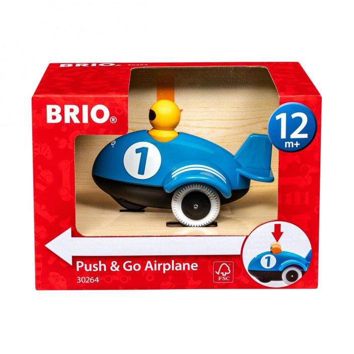 Brio Push &amp; Go lentokone Kun lapsi painaa lentajaa alaspain, tama pieni lentokone nousee ilmaan kiitoradalta!